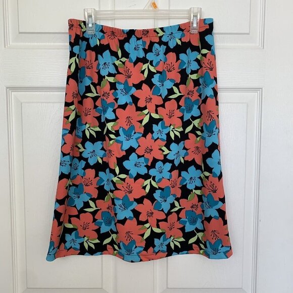 Meg Allen Large 12/14 Multi Color Floral Print Straight Skirt - Picture 1 of 8